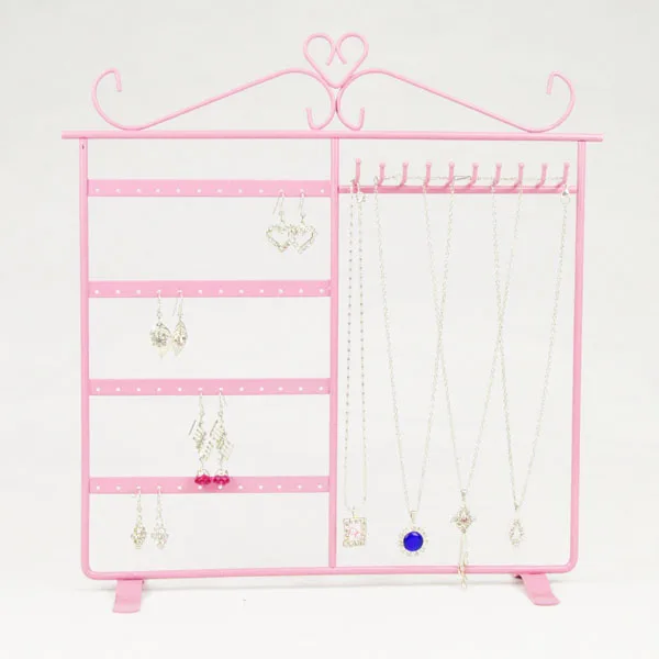 TONVIC Wholesale 32X33cm Black/White/Pink/Copper/Gold Metal Necklace Earring Jewelry Set Display Stand Holder Big Size