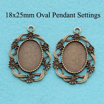 

18x25mm Pendant Tray, Antique Bronze Pendant Blanks, Cabochon Setting