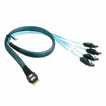 

Xiwai Slim SAS 4.0 SFF-8654 4i 38pin Host to 4 SATA 7pin Target Hard Disk Cable 50cm