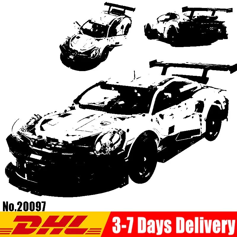 Испания DHL 23018 20087 23006 23002 техники автомобиль MOC-5530-16915-3918 Супер гоночный legolyes модель