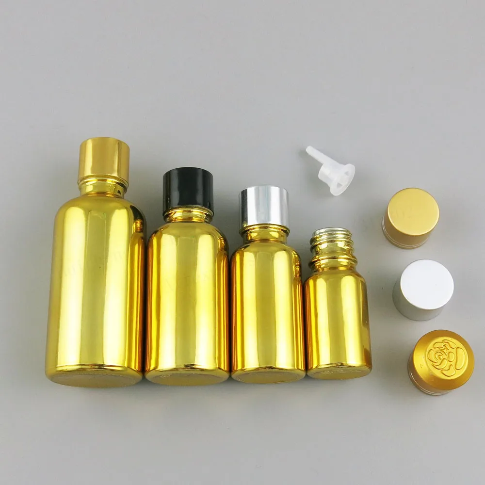 200 x High Quality 5ml 10ml 20ml 30ml 50ml 100ml Refillable Gold Glass Bottle With Aluminium Lids 1OZ Cosmetic Container | Красота и