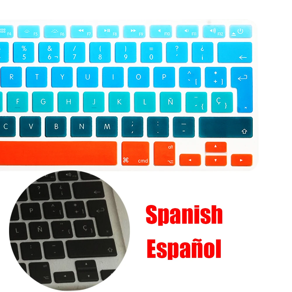 Цветная Защитная пленка с испанской клавиатурой для Mac Book pro 13air 15 Retina A1466 A1502A1398A1278
