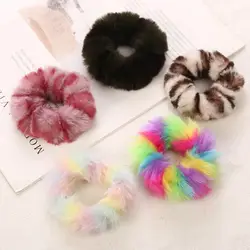 AIKELINA новые зимние теплые мягкие искусственного меха кролика для девочек Для женщин упругие волосы резинки для волос аксессуары для волос