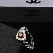 Natural red garnet gem Ring Natural gemstone ring 925 sterling silver trendy Lovely Romantic heart women’s girl gift Jewelry