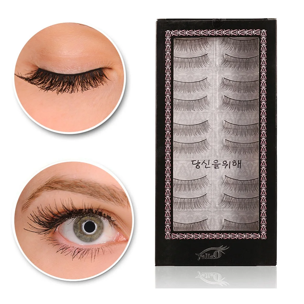 

YALIAO False Eyelash Handmade Reusable Natural Long Eyelashes Popular False Lashes Extension Makeup Beauty Tools 10 Pairs/Box