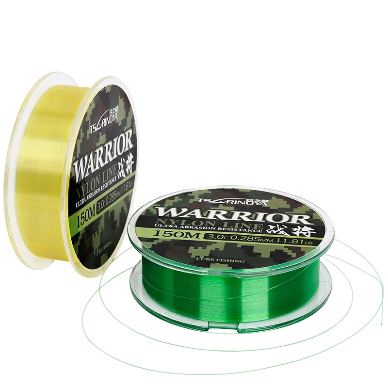 TSURINOYA WARRIOR 150m Fishing Line 1.0# 1.5# 2.0# 3.0# Zero Memory Nylon Fishing Line Monofilament Sink Line Fishing Wire