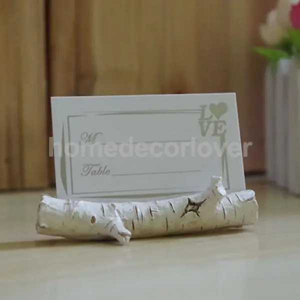 

2 PCS Rustic Fall Woodland Birch Tree Place Card Holder Wedding Party Favors