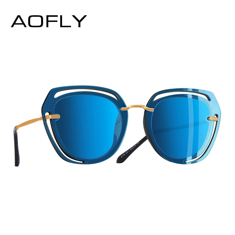 AOFLY, фирменный дизайн, квадратные солнцезащитные очки, женская мода, поляризационные женские очки от солнца A119 - Цвет линз: C2Blue