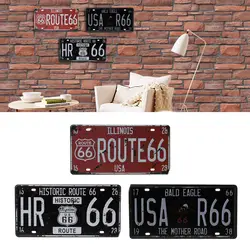 США Route 66 автомобиль Винтаж номерные знаки для мотоциклов металлические стены ремесло Ретро гараж домашний декор