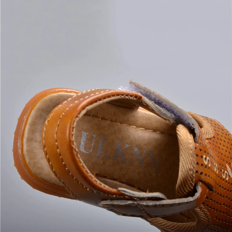 ULKNN Shoes For Children Soft Leather Kids Sandals Baby Beach Sandals Closed Toe Toddler Boys Shoes 2018 Fashion Sport Shoes