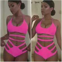 2016 Sexy Women High Waist Bikini Swimwear Strappy Bandage Swimsuit Bathing Suit bikinis maillot de bain