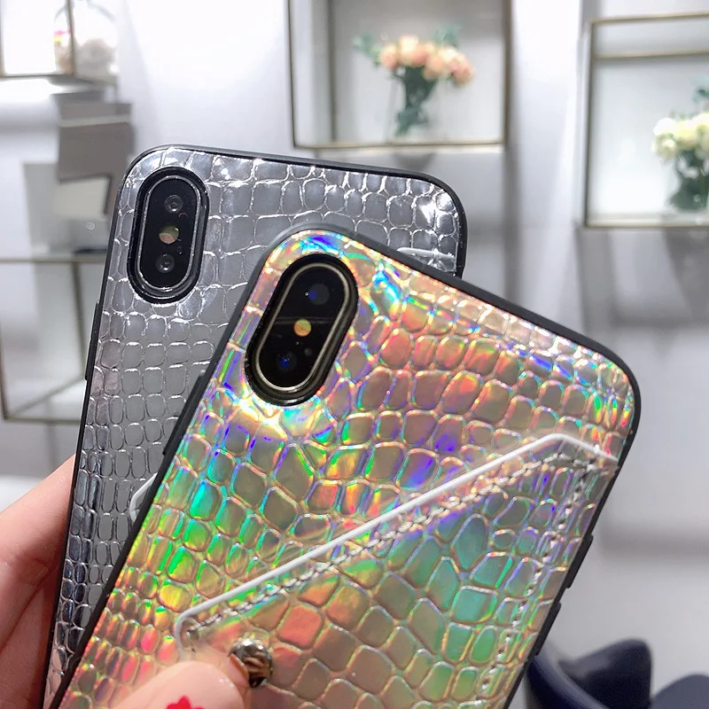 Роскошный змея, Крокодил шаблон карты Карманный чехол сумка для iPhone Xs Max 6 6s 7 8 Plus X Xr PU кожаный бумажник держатель задняя крышка