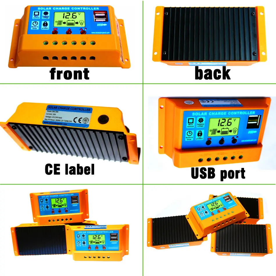 10A за максимальной точкой мощности, Солнечный Контроллер заряда 12V Напряжение регулятор ШИМ контроллер для панели солнечных батарей 12V 24V ЖК-дисплей USB 5V солнечный регулятор