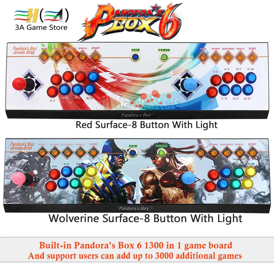 Pandora Box 6 1300 in 1 arcade joystick controller 8 Button led light 2 players Console can add 3000 games usb joystick for pc Pandora Box 6 1300 in 1 arcade joystick controller 8 Button led light 2 players Console can add 3000 games usb joystick for pc