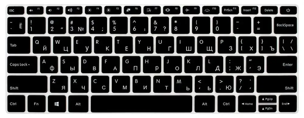 Силиконовый чехол для русской клавиатуры для ноутбука Xiaomi mi Air 13,3 дюймов, Защитная пленка для клавиатуры для Xiao mi 13, синий, серебристый - Цвет: Black