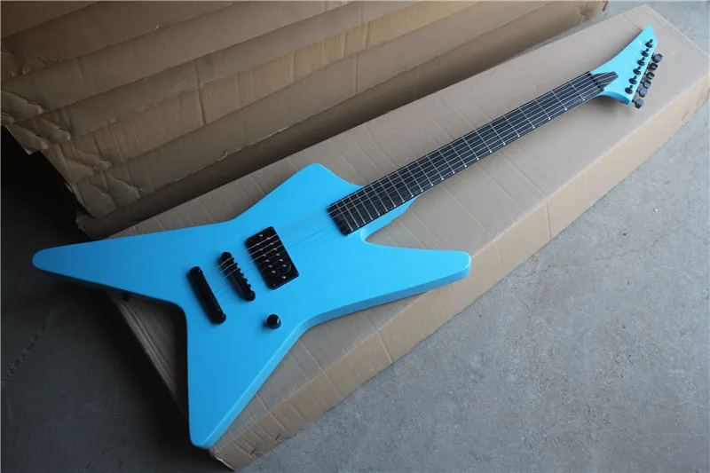 

Factory custom Blue body Ebony Fingerboard Electric Guitar with black hardware,Fixed Bridge,can be customized