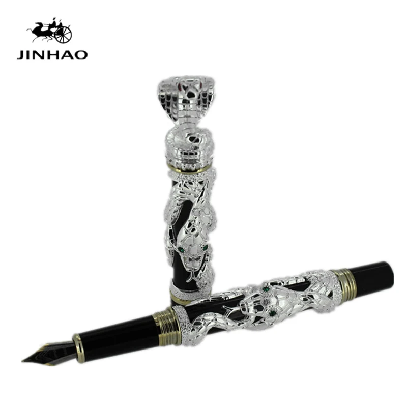 Caixa para Escolher o Transporte Jinhao Snake Grey Comemorar 18kgp Médio Nib Fountain Pen Livre Old Ano 3 Canetas tinteiro