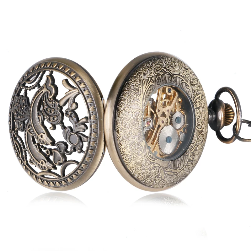 Cobre Bronze Golfinhos Homens Relógio de Bolso