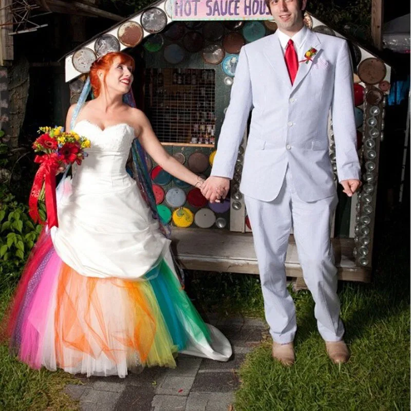 

Vestido De Noiva Ball Gown Wedding Dress Colorful Sweetheart Neckline Rainbow Colored Wedding Dresses