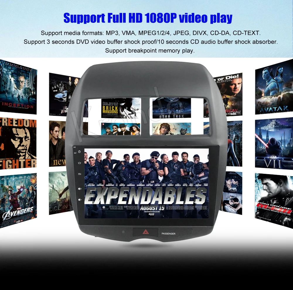 Discount Krando Android 7.1 10.1" (no dvd) car multimedia for peugeot 4008 for Mitsubishi ASX For Citroen C4 Aircross radio navigation 5