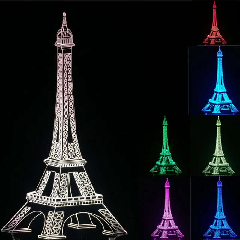 3D Эйфелева башня Лава LED стол настольные лампы Свет 7 цветов Изменение ночник