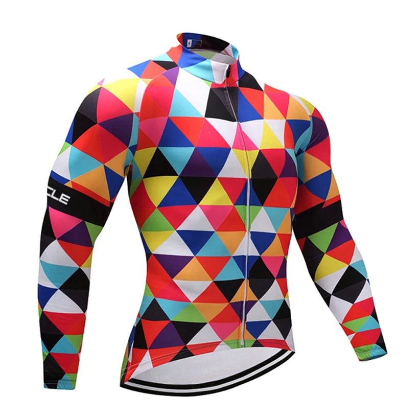 

WINTER 2019 Colorful diamonds cycling jersey Windproof MTB Ropa Ciclismo mens women THERMAL FLEECE bicycling Maillot bike wear