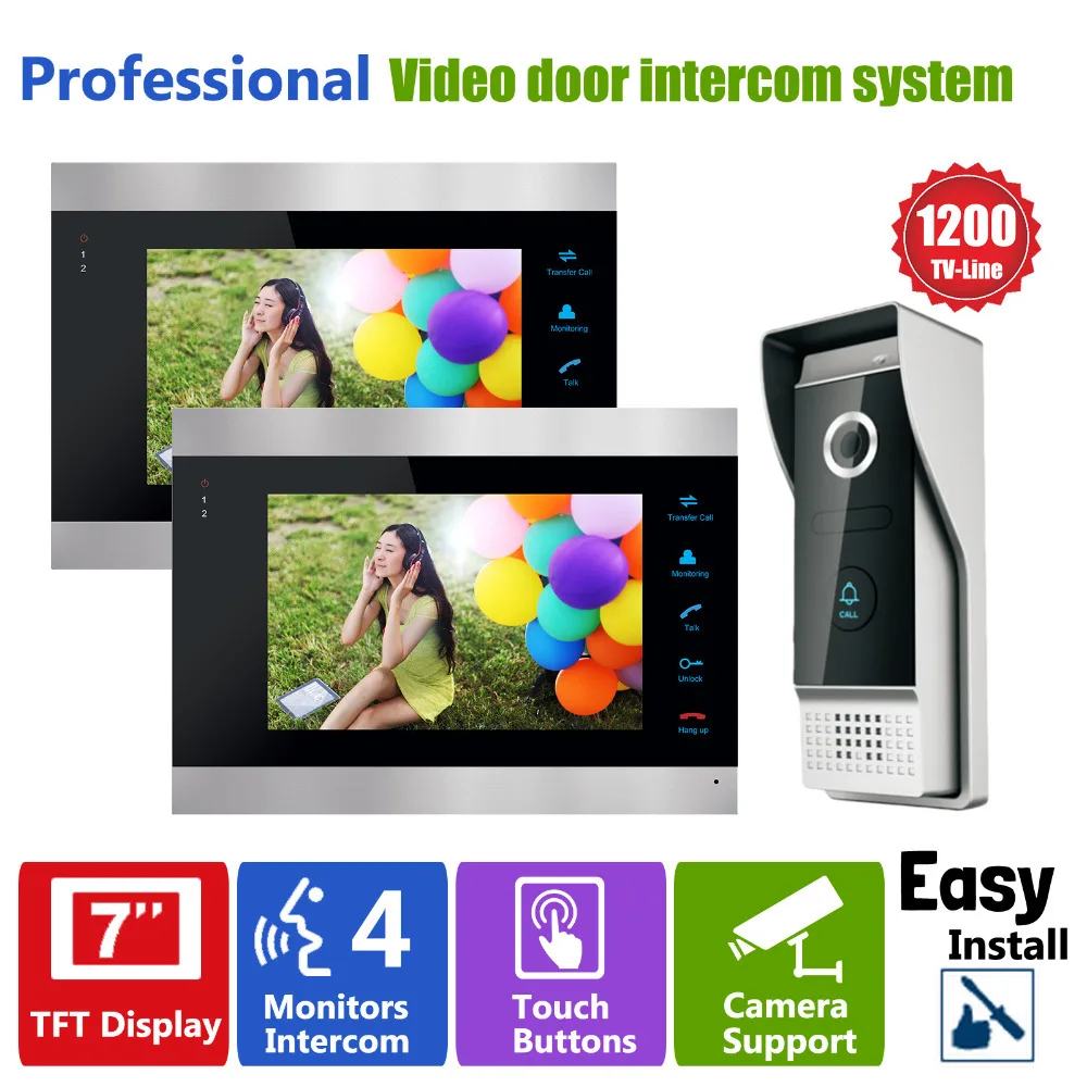 Homefong 7 Inch Video Door Phone Recording HD 1200TVL 1 IR Night Doorbell Camera and 2 Hands Free Monitor Intercom Doorbell Homefong 7 Inch Video Door Phone Recording HD 1200TVL 1 IR Night Doorbell Camera and 2 Hands Free Monitor Intercom Doorbell