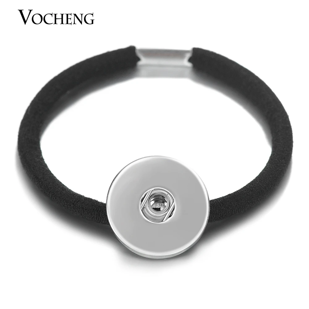 10 шт./лот 18 мм Vocheng Имбирная Кнопка Черная Женская эластичная веревка для волос Головные уборы Аксессуары NN-497* 10