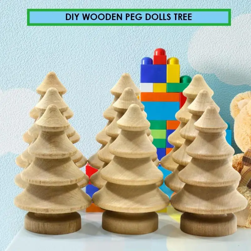 10 шт. DIY деревянное ремесло игрушки колышки для кукол дерево форма украшение для свадебного торта дети окрашенная игрушка развивающие