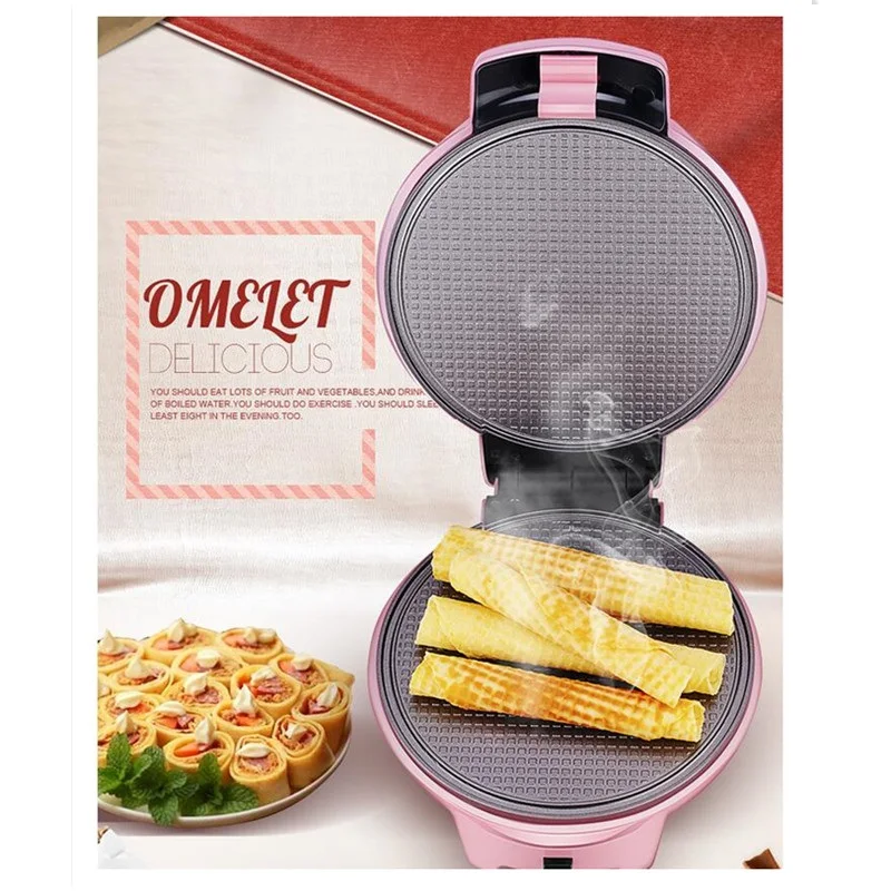 220V multifuncional eléctrico pastel waffle del fabricante Donut Crepe máquina de cocción con placas 7 para el hogar el desayuno que hace la máquina - 2