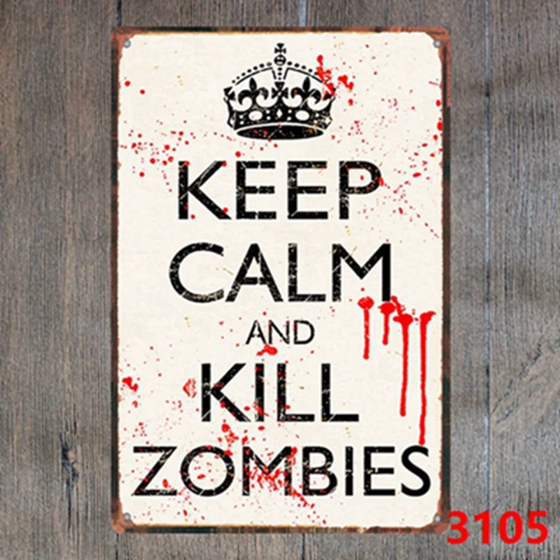 30X20CM Keep Calm Kill Zombies Retro Vintage Home Decor Tin Sign for Wall Metal Art Poster PlaquePlate | Дом и сад