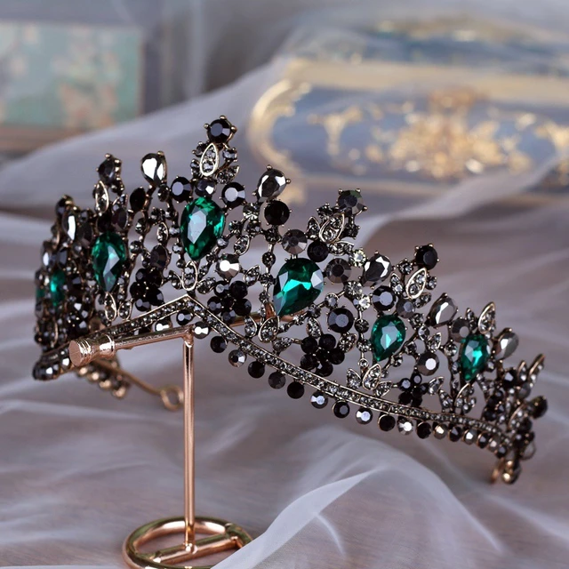 DIEZI Barocco Nero Verde Pietra di Cristallo Corone Tiara Sposa Della  Fascia Per La Cerimonia Nuziale Nuziale Diadema Queen Corona Accessori Per  Capelli - AliExpress