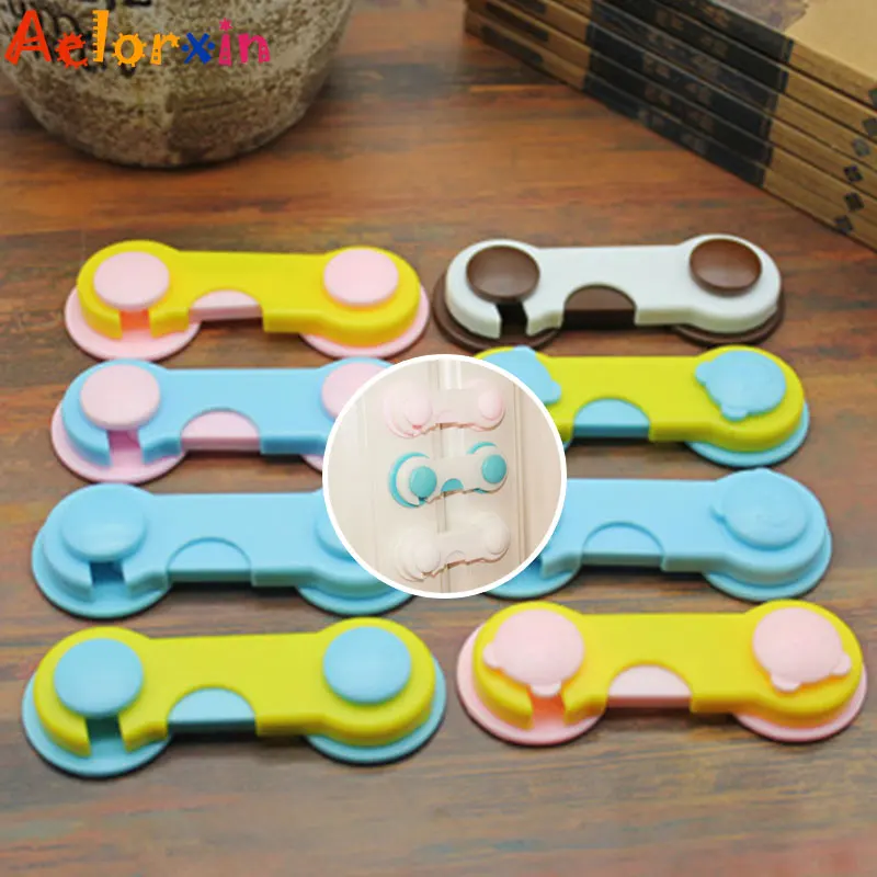 

Free Shipping 1Pcs Plastic Cabinet Lock Child Safety Baby Protection Safe Locks For Refrigerators Baby Security Drawer Latches