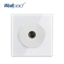 Wallpad оптом/в розницу белая Хрустальная стеклянная панель 1 банд ТВ розетка/выход без адаптера