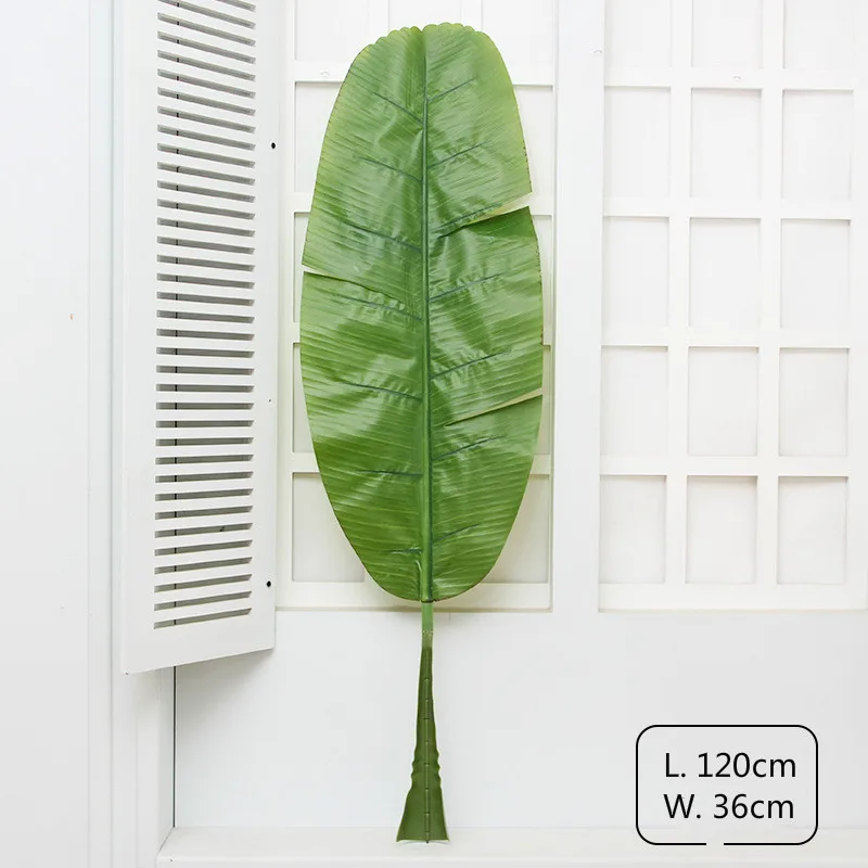 Искусственные кокосовые банановые листья, пластиковая пальма, листья для украшения дома, искусственные зеленые тропические листья, зеленые листья, украшения - Цвет: 1.2m