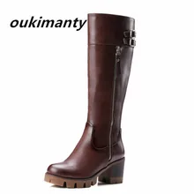 Осенне-зимние женские сапоги до колена на каблуке женские сапоги на высоком каблуке зимняя обувь на платформе размера плюс 42 43# Y0770420F