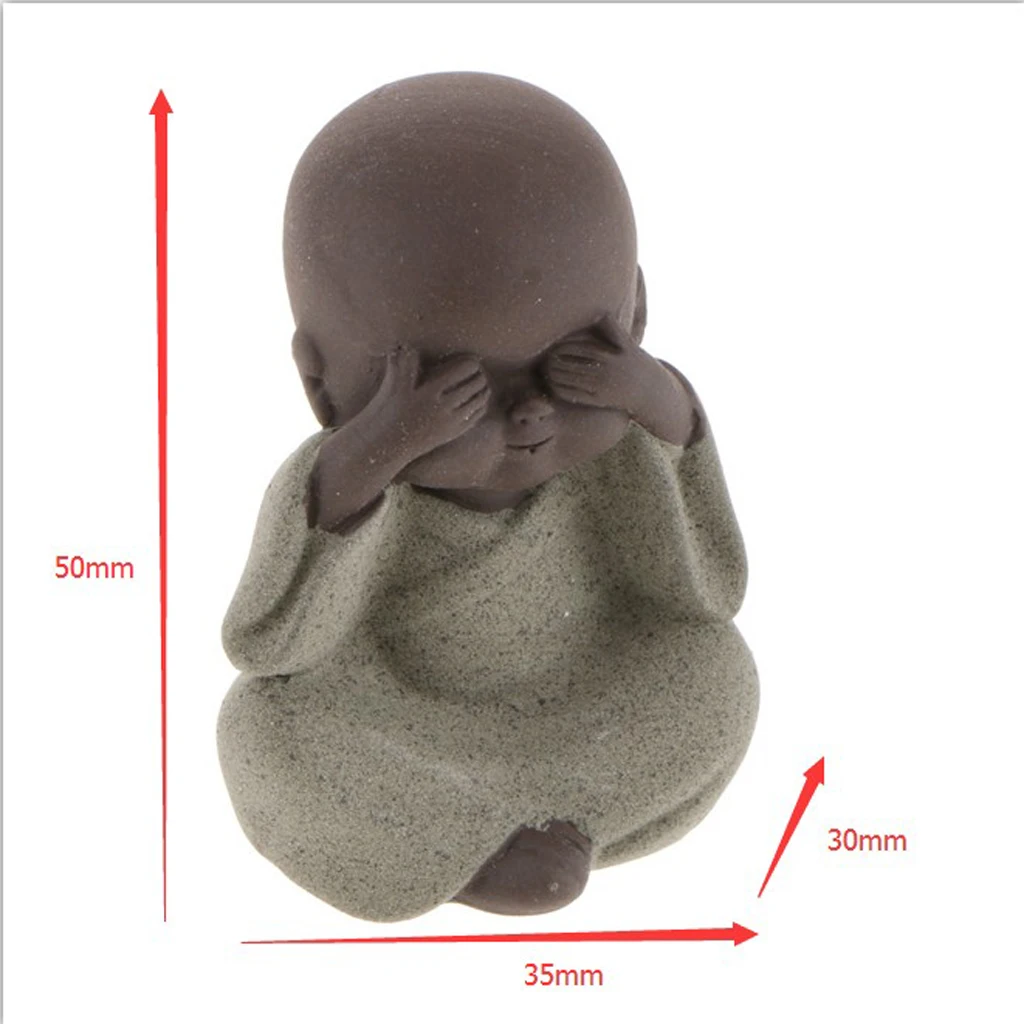 2PCS Cute Little Monk Buddha Tea Pet Figurine Statues Teahouse Tea Tray Ornaments Home Office Decor