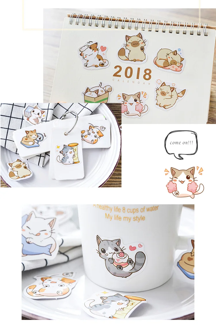 45 шт./кор. японский Kawaii Cat Стикеры s Скрапбукинг Декоративные DIY дневник альбом, ежедневник Стикеры симпатичная канцелярская этикетка Sticke