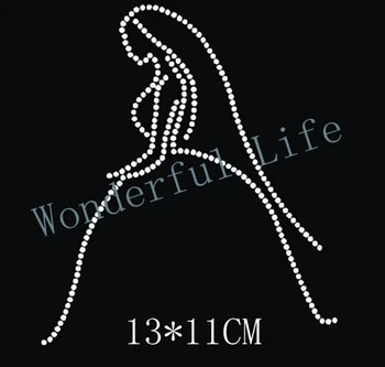 

YX Free shipping Wholesale Long Hair Lady image for rhinestone t shirt transfers