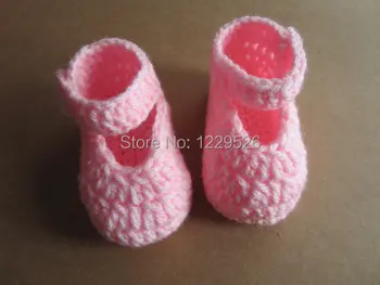 

Crochet Baby Shoes in Bright Pink size 2.5 for 4-8 months
