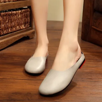 

Nice New Genuine Leather Flat Heel Female Handmade Slippers Women Casual Shoes Slides Summer Plus Size