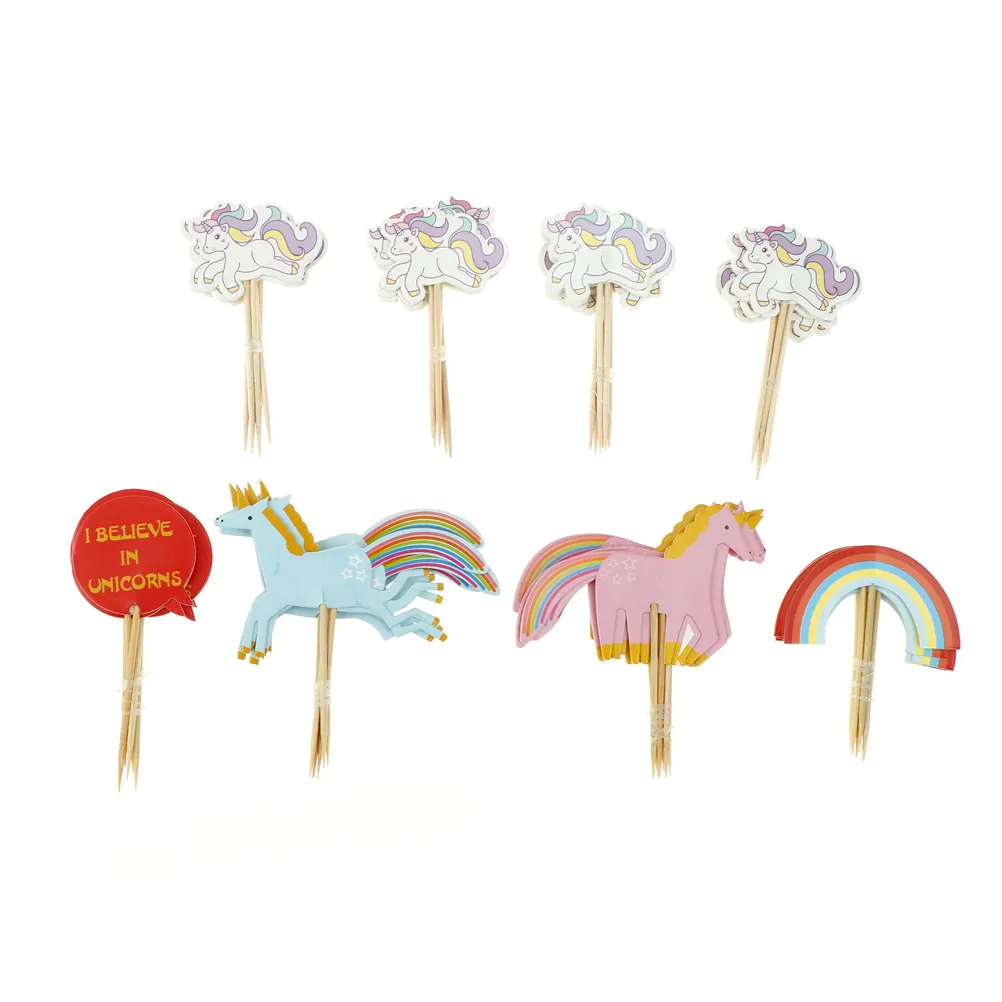 

24pcs/lot Unicorn cartoon cake inserted fruit cake wedding cake decoration