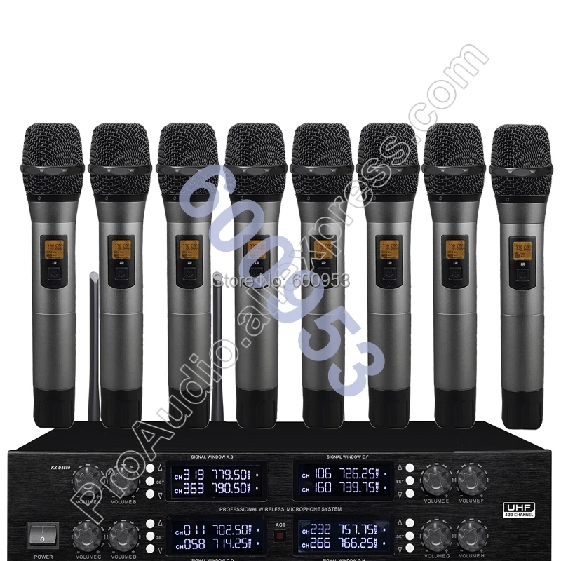 

MICWL Wireless Radio Digital Microphone System - with 8 Handheld Sets for Stage karaoke performance etc.