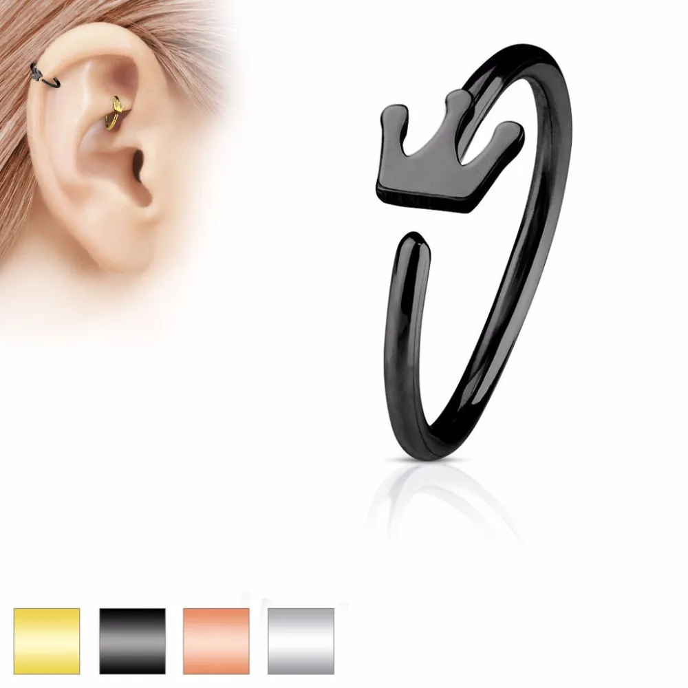 

1pcs Medical Titanium Crown Bendable Hoop Nose Rings Cartilage Ring clip on nose ring Mixed Color Body Fake Piercing Jewelry