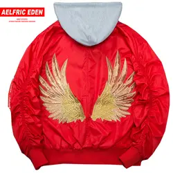Aelfric Eden Курточка бомбер осень-зима Gold Wing вышивка Для мужчин пальто хип-хоп мода повседневная верхняя одежда мужской Бейсбол куртки LQ23