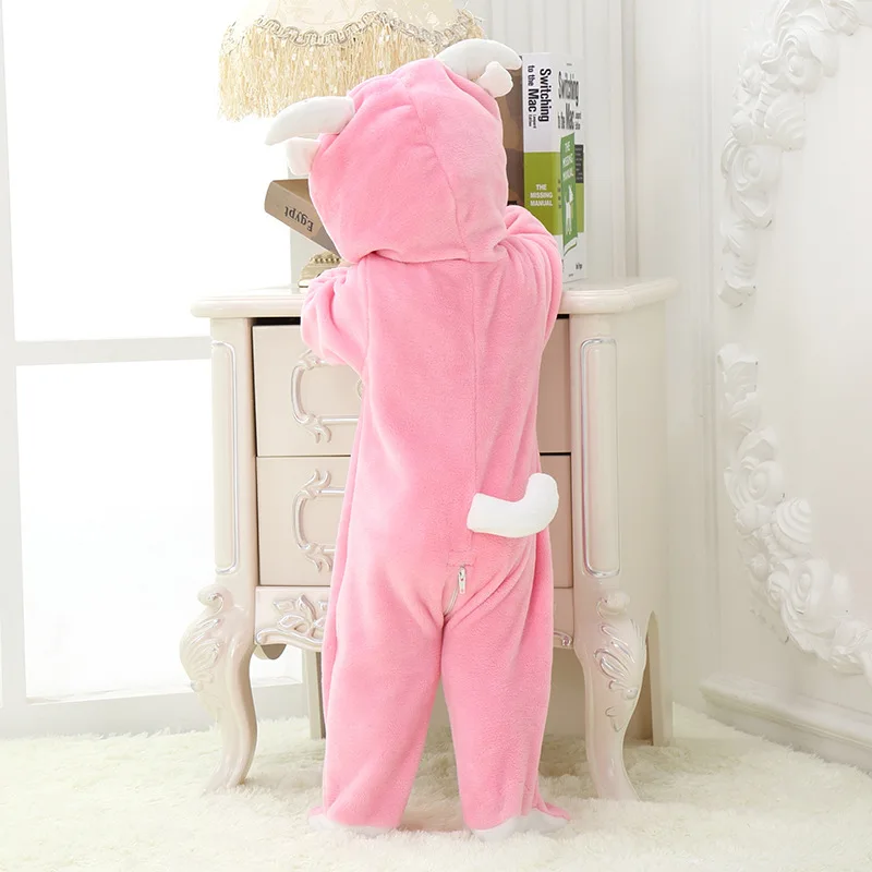 Животного розовый дизайн овечка Детские ползунки с длинными рукавами комбинезон для младенцев комбинезон, детская одежда хлопковый облегающий костюм RL1