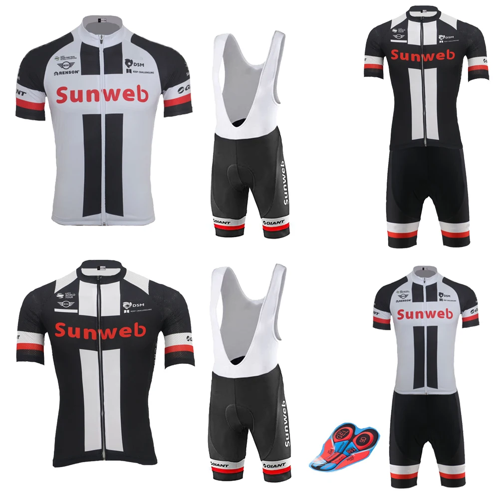 

2018 SUNWEB cycling jersey set white black Men short sleeve bike wear jersey set ropa ciclismo Breathable bib shorts gel pad MTB