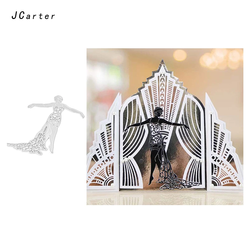 

JCarter Beautiful Women Dancing Girl Metal Cutting Dies for Scrapbooking DIY Album Embossing Folder Cards Photo Template Stencil