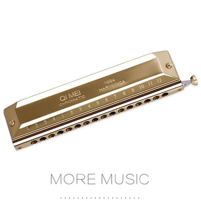 

Gold High-end Chromatic Harmonica 16 Holes 64 Tones Laser Proceeded Woodwind Musical Instrument Harmonica