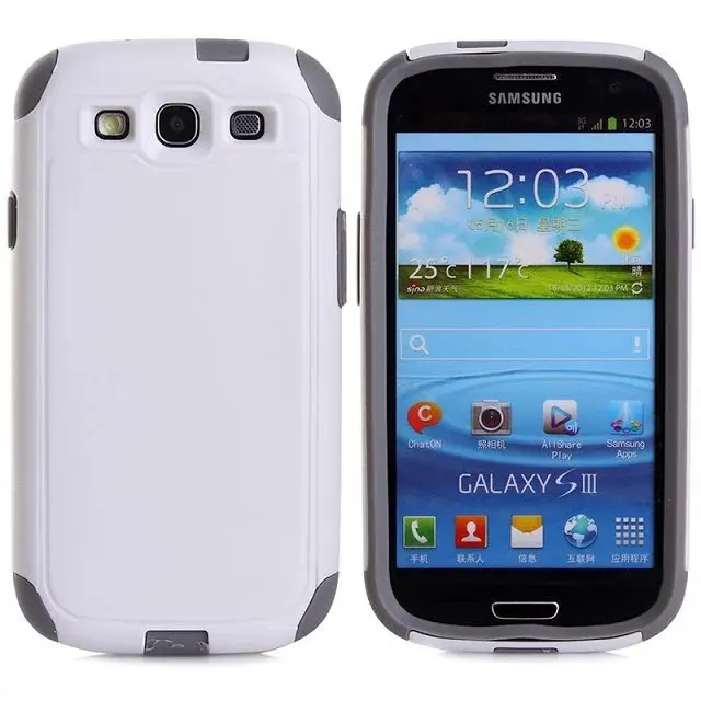 White DHL 2 в 1 Гибридный ПК+ ТПУ чехол для Samsung Galaxy S3 i9300, пластиковый чехол для Galaxy SIII i9300 100 шт/партия - Цвет: White